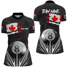 Load image into Gallery viewer, Canadian Flag 8 Ball Pool Custom Black Billiard Jerseys For Women, Patriotic Canada Billiard Shirts TDM1906