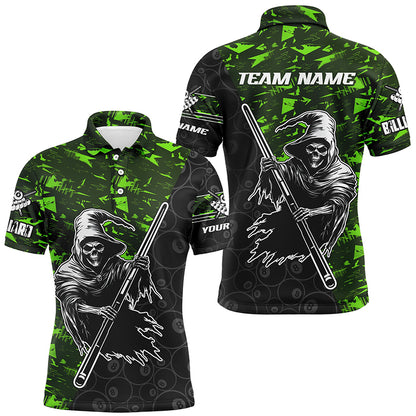 Personalized Green Abstract Grim Reaper Men Billiard Shirts, Halloween  Billiard Jerseys TDM2606