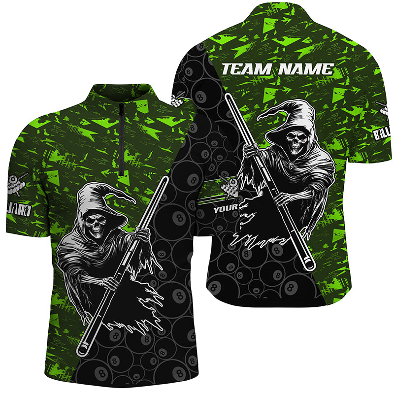 Personalized Green Abstract Grim Reaper Men Billiard Shirts, Halloween  Billiard Jerseys TDM2606