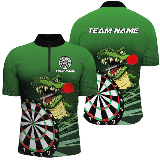 Personalized Green Funny Crocodilian Darts Shirts For Men, Darts Team Jerseys, Darts Gifts TDM2608