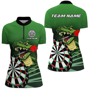 Personalized Green Funny Crocodilian Darts Shirts For Women, Darts Team Jerseys, Darts Gifts TDM2608