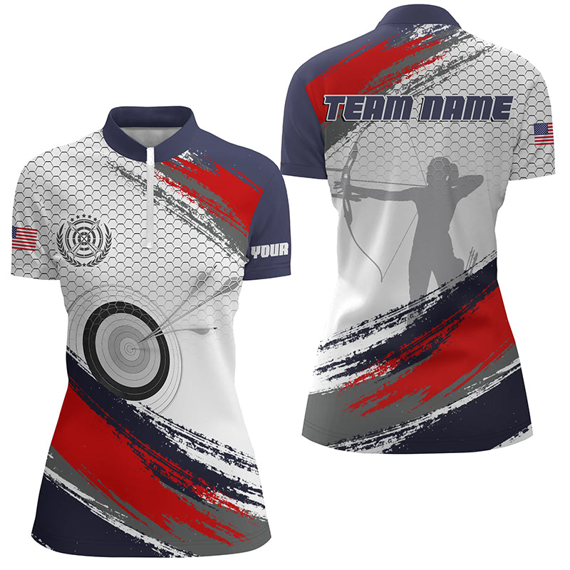 Personalized Archery Jersey 3D Target Women Quarter-Zip Shirts Custom Archery Player Shirts TDM0436