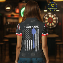 Load image into Gallery viewer, Personalized American Flag Dart Polo &amp; Quarter Zip Shirt For Women Custom Patriotic Dart Jerseys TDM3083
