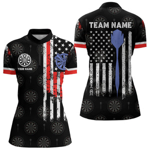 Personalized American Flag Dart Polo & Quarter Zip Shirt For Women Custom Patriotic Dart Jerseys TDM3083