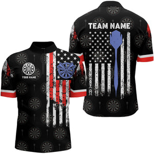 Personalized American Flag Dart Polo & Quarter Zip Shirt For Men Custom Patriotic Dart Jerseys TDM3083