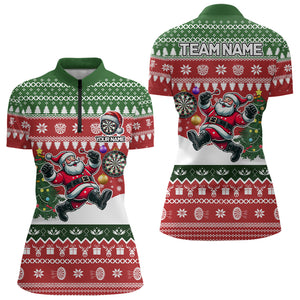 Funny Santa Christmas Pattern Custom Dart Shirts For Women, Christmas Dart Jerseys, Xmas Dart Gifts TDM3090