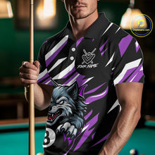 Load image into Gallery viewer, Black And Purple 8 Ball Wolf Billiard Shirt For Men Custom Billiard Jersey, Pool Team Shirt TDM5318