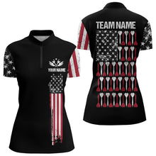 Load image into Gallery viewer, American Flag Patriotic Darts Polo &amp; Quarter Zip Custom Dart Shirts For Women Black Dart Jerseys TDM3322