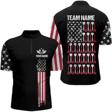 Load image into Gallery viewer, American Flag Patriotic Darts Polo &amp; Quarter Zip Custom Dart Shirts For Men Black Dart Jerseys TDM3322