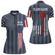 Load image into Gallery viewer, American Flag Navy Darts Polo &amp; Quarter Zip Shirt Custom Patriotic Darts Shirt For Women Dart Jersey TDM3323