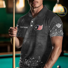 Load image into Gallery viewer, Personalized Billiard US Flag 8 Ball Pool Shirt For Men, Billiard Team Jersey Polo &amp; 1/4 Zip TDM5579