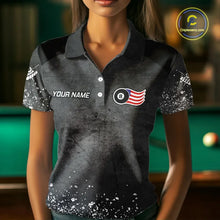 Load image into Gallery viewer, Personalized Billiard US Flag 8 Ball Pool Shirt For Women, Billiard Team Jersey Polo &amp; 1/4 Zip TDM5579