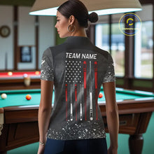 Load image into Gallery viewer, Personalized Billiard US Flag 8 Ball Pool Shirt For Women, Billiard Team Jersey Polo &amp; 1/4 Zip TDM5579