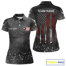Load image into Gallery viewer, Personalized Billiard US Flag 8 Ball Pool Shirt For Women, Billiard Team Jersey Polo &amp; 1/4 Zip TDM5579