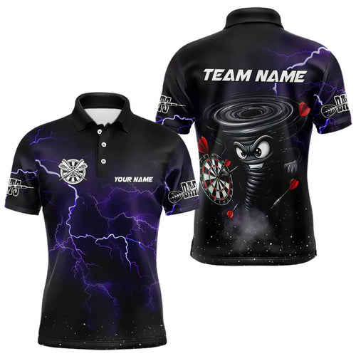Personalized Thunder Lightning Funny Storm Custom Dart Shirts For Men, Cool Purple Dart Team Jersey TDM3496