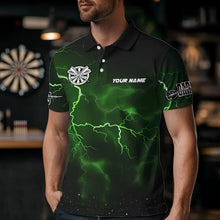 Load image into Gallery viewer, Personalized Thunder Lightning Funny Storm Custom Dart Shirt For Men, Cool Green Dart Team Jerseys TDM3497