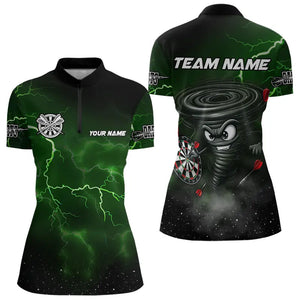 Personalized Thunder Lightning Funny Storm Custom Dart Shirt For Women, Cool Green Dart Team Jerseys TDM3497