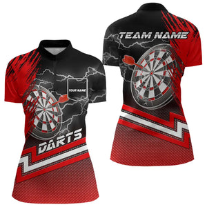 Red Black Dart Shirts With Pocket For Women Custom Lightning Dart Jerseys TDM3498