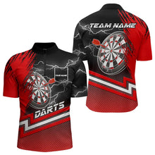 Load image into Gallery viewer, Red Black Dart Shirts With Pocket For Men Custom Lightning Dart Jerseys TDM3498