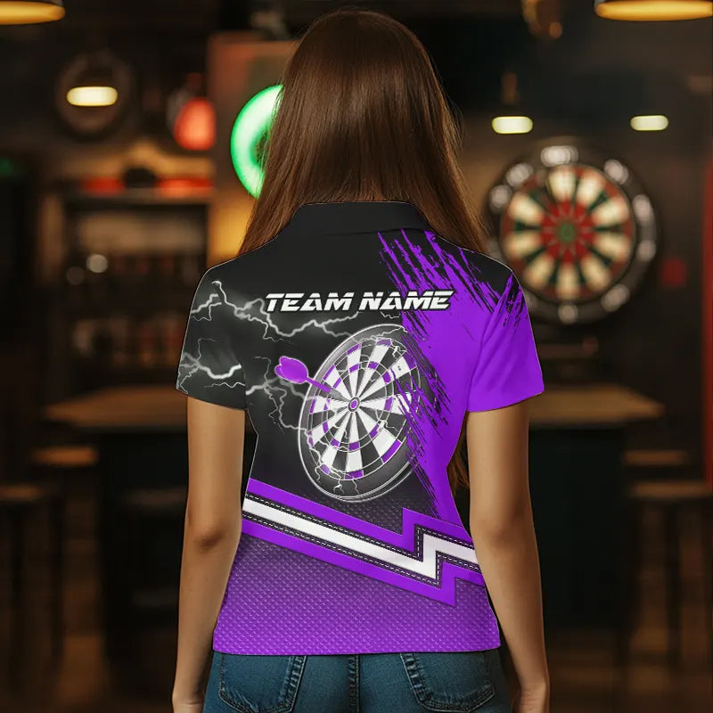 Purple Black Dart Shirts With Pocket For Women Custom Lightning Dart Jerseys TDM3499