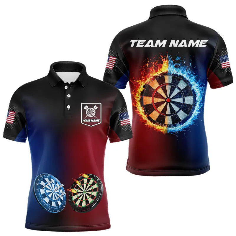 Blue And Red Dart Water Fire Men Dart Shirt With Pocket Custom Dart Jerseys TDM3500