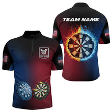 Load image into Gallery viewer, Blue And Red Dart Water Fire Men Dart Shirt With Pocket Custom Dart Jerseys TDM3500
