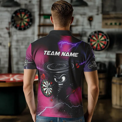 Personalized Pink Thunder Lightning Tornado Custom Funny Dart Shirts For Men, Cool Dart Team Jersey TDM3652