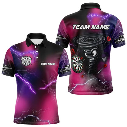 Personalized Pink Thunder Lightning Tornado Custom Funny Dart Shirts For Men, Cool Dart Team Jersey TDM3652