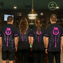 Load image into Gallery viewer, Custom Pink 8 Ball Pool Crown Billiard Shirts For Men, Billiard Team Jersey Polo &amp; 1/4 Zip |Black TDM6193