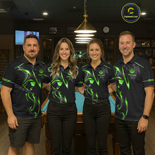 Load image into Gallery viewer, Custom Green 8 Ball Pool Crown Billiard Shirts For Women, Billiard Team Jersey Polo &amp; 1/4 Zip |Black TDM6194