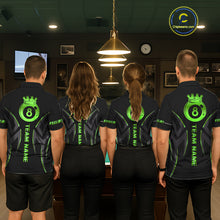 Load image into Gallery viewer, Custom Green 8 Ball Pool Crown Billiard Shirts For Women, Billiard Team Jersey Polo &amp; 1/4 Zip |Black TDM6194