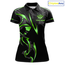 Load image into Gallery viewer, Custom Green 8 Ball Pool Crown Billiard Shirts For Women, Billiard Team Jersey Polo &amp; 1/4 Zip |Black TDM6194
