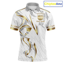 Load image into Gallery viewer, Custom Gold Bowling Ball Crown Bowling Shirt For Men, Bowling Team Jersey Polo &amp; 1/4 Zip |White TDM6197