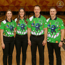 Load image into Gallery viewer, Green Funny Bowling Ball Jersey For Women Custom Bowling Team Shirt, Bowling Uniform Polo &amp; 1/4 Zip TDM6422