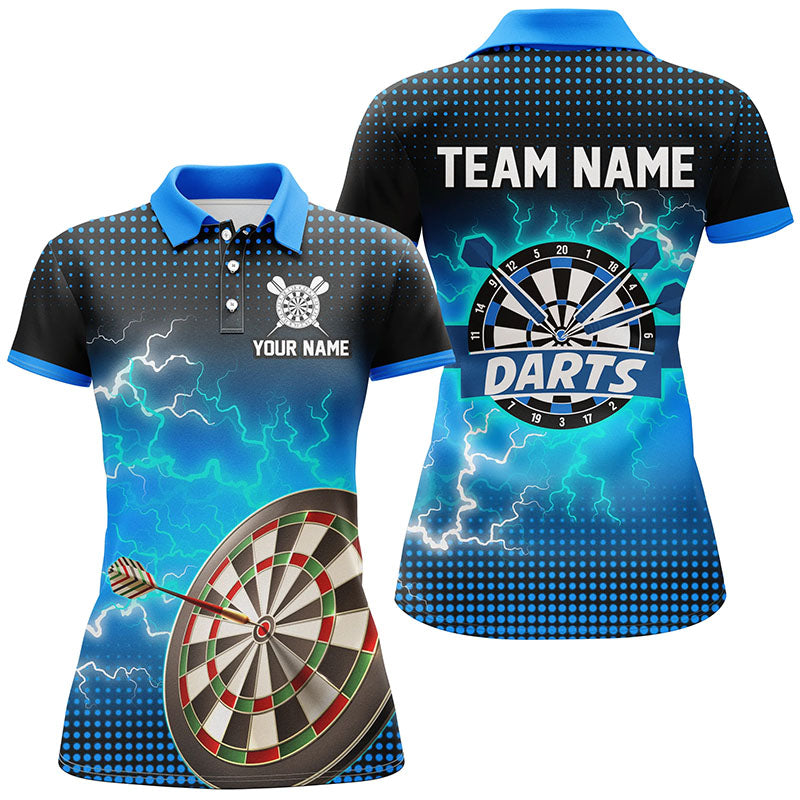 Personalized Blue Dartboard Thunder Lightning 3D Printed Darts Shirts For Women Darts Team Jerseys TDM1916