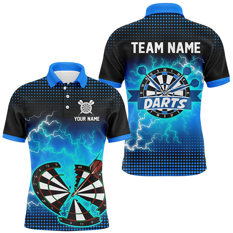 Funny Blue Crack Dartboard Thunder Lightning 3D Printed Custom Men Darts Shirts Darts Team Jerseys TDM1917