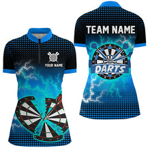 Load image into Gallery viewer, Funny Blue Crack Dartboard Thunder Lightning 3D Printed Custom Women Darts Shirts Darts Team Jerseys TDM1917