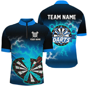 Funny Blue Crack Dartboard Thunder Lightning 3D Printed Custom Men Darts Shirts Darts Team Jerseys TDM1917