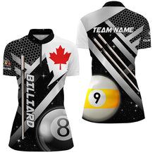 Load image into Gallery viewer, Canada Leaf Black Jerseys Custom Billiard 8 &amp; 9 Ball Pool Shirts For Women Patriotic Billiard Jerseys TDM2362