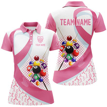 Load image into Gallery viewer, Personalized Breast Cancer Pink Ribbon Billiard Jersey For Women, Perfect Billiard Balls Shirts Gift TDM2363