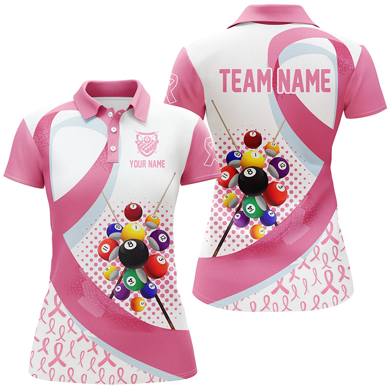 Personalized Breast Cancer Pink Ribbon Billiard Jersey For Women, Perfect Billiard Balls Shirts Gift TDM2363