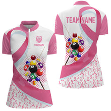 Load image into Gallery viewer, Personalized Breast Cancer Pink Ribbon Billiard Jersey For Women, Perfect Billiard Balls Shirts Gift TDM2363
