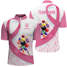 Load image into Gallery viewer, Personalized Breast Cancer Pink Ribbon Billiard Jersey For Men, Perfect Billiard Balls Shirts Gift TDM2363