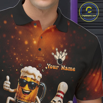 Personalized Funny Beer Bourbon Vintage Bowling Shirts For Men, Custom Bowling League Team Jersey TDM7376