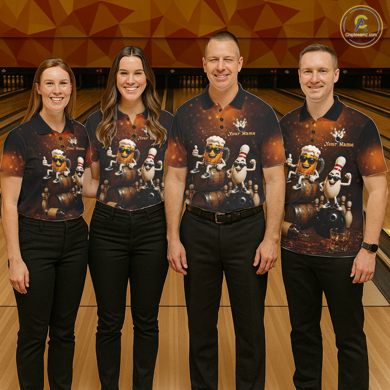 Personalized Funny Beer Bourbon Vintage Bowling Shirts For Men, Custom Bowling League Team Jersey TDM7376
