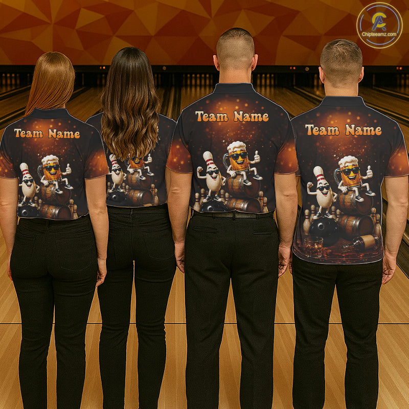 Personalized Funny Beer Bourbon Vintage Bowling Shirts For Men, Custom Bowling League Team Jersey TDM7376