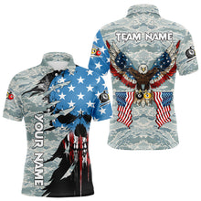 Load image into Gallery viewer, Customized Camo Ball 8 &amp; Ball 9 Eagle Flag Skull Men Billiard Shirts, US Patriotic Billiard Jersey TDM3093