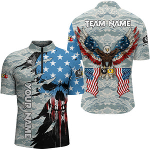 Customized Camo Ball 8 & Ball 9 Eagle Flag Skull Men Billiard Shirts, US Patriotic Billiard Jersey TDM3093