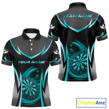 Load image into Gallery viewer, Turquoise Dartboard Lightning Darts Polo &amp; 1/4 Zip Custom Darts Shirt For Men, Darts Team Jersey TDM5333