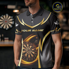 Load image into Gallery viewer, Gold Dartboard Lightning Darts Polo &amp; 1/4 Zip Custom Darts Shirt For Men, Darts Team Jersey TDM5334